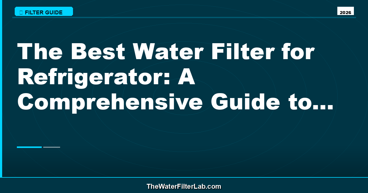 The Best Water Filter for Refrigerator: A Comprehensive Guide to Clean and Healthy Drinking Water